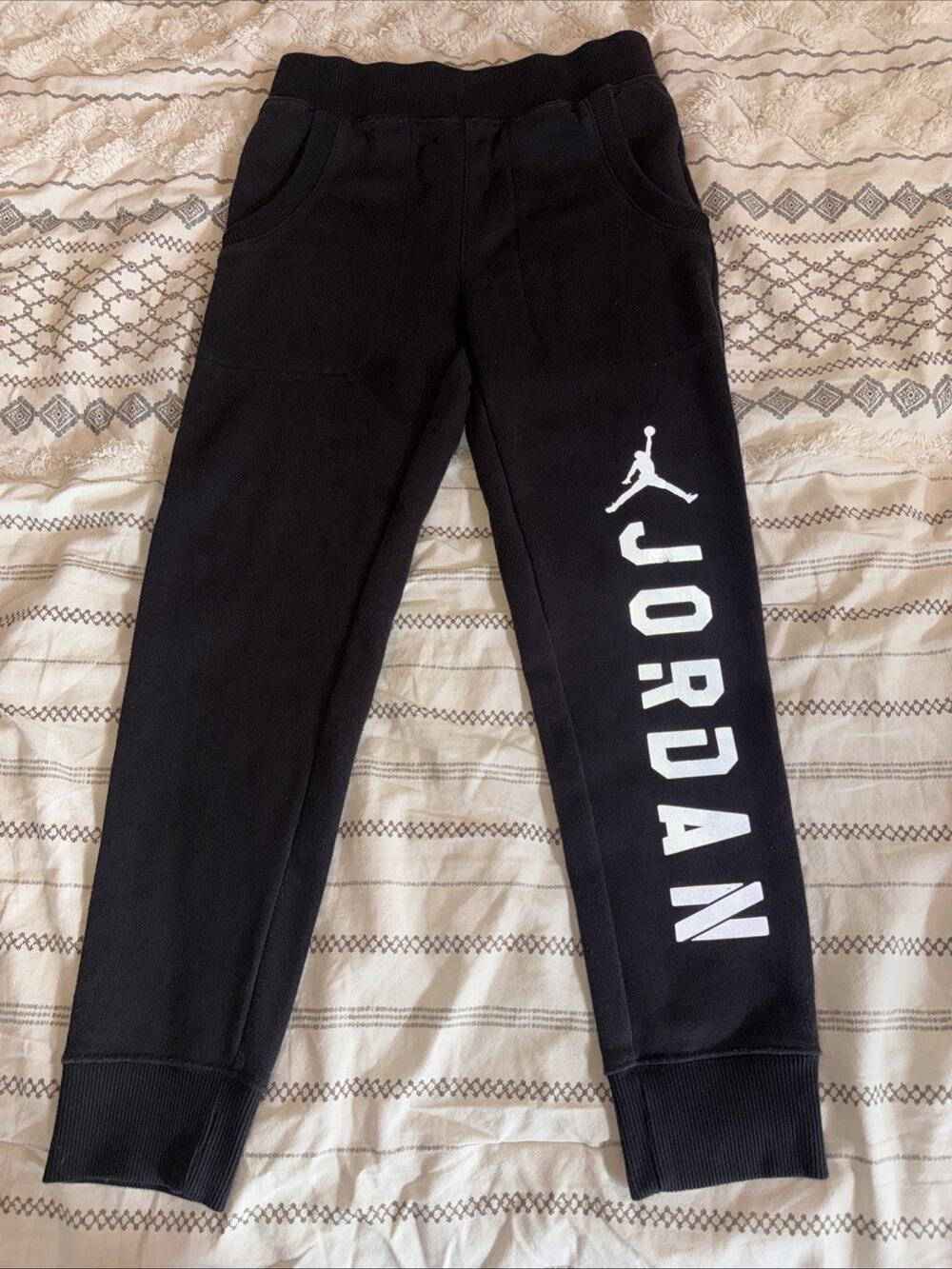 Boys Size 8/10 Small - Nike Air Jordan - Jogger Style Sweat Pants Black EUC